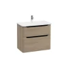 Mobile bagno base lavabo sospesa 2 cassetti Integra Round 80 cm golden oak