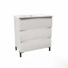 Mobile bagno base lavabo a terra Pura 3 cassettoni L81xH90xP46 cm Bianco nordico