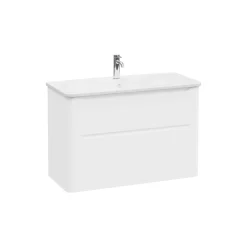 Mobile bagno base lavabo sospesa 2 cassetti Integra Round 100 cm matt white
