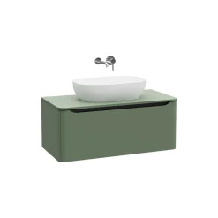 Mobile bagno base lavabo sospeso 1 cassetto Integra Round 100 cm matt green