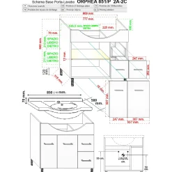Mobile bagno base lavabo a terra Orphea 85 cm grigio larice con pensile