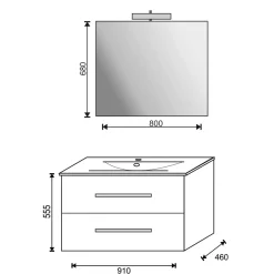 Mobile bagno base lavabo sospeso Mary 90x46 cm bianco