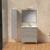 Mobile bagno base lavabo a terra Pura 3 cassettoni L81xH90xP46 cm Cemento