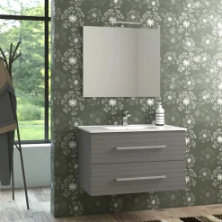 Mobile bagno base lavabo sospeso Mary 90x46 cm grigio larice