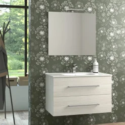 Mobile bagno base lavabo sospeso Mary 90x46 cm bianco larice