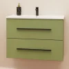 Mobile bagno base sospesa Mary 2 cassetti lavabo in ceramica 76x46 cm verde