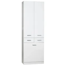 Mobile bagno colonna a terra con portabiancheria 60x180 cm bianco