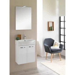 Mobile bagno lavabo sospeso Compobox 50x190x40 cm bianco laccato lucido