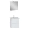 Mobile bagno lavabo+specchio LED sospeso 2 cassetti Mia Plus 60 cm bianco lucido