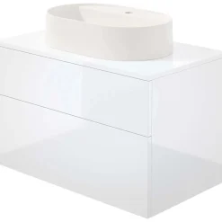 Mobile lavabo con lavabo granito Idrostile SlowMotion 800x520 mm bianco