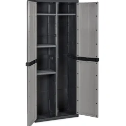 Mobile alto 2 ante 4 ripiani con vano portascope 65x37xH165 cm grigio nero