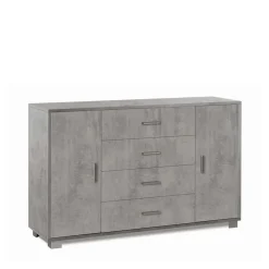 Mobile in kit 2 ante 4 cassetti Sarmog 136x86x41 cm cemento