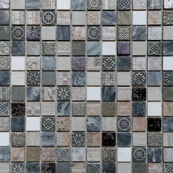 Mosaico Grey in cm 30x30 in pietra naturale rivestita