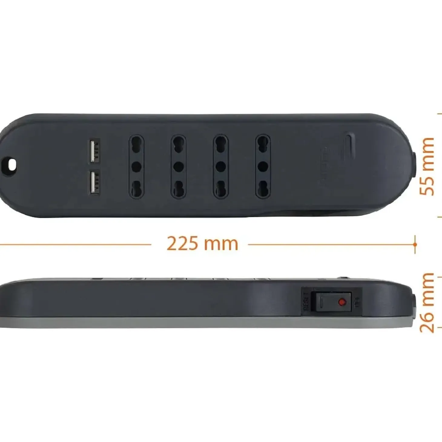 Multipresa 4 prese bipasso e 2 prese USB A+C Bticino 2.500 W 10/16A grigio