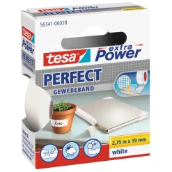 Nastro adesivo telato Tesa Extra Power Perfect 19 mm x 2,75 m bianco