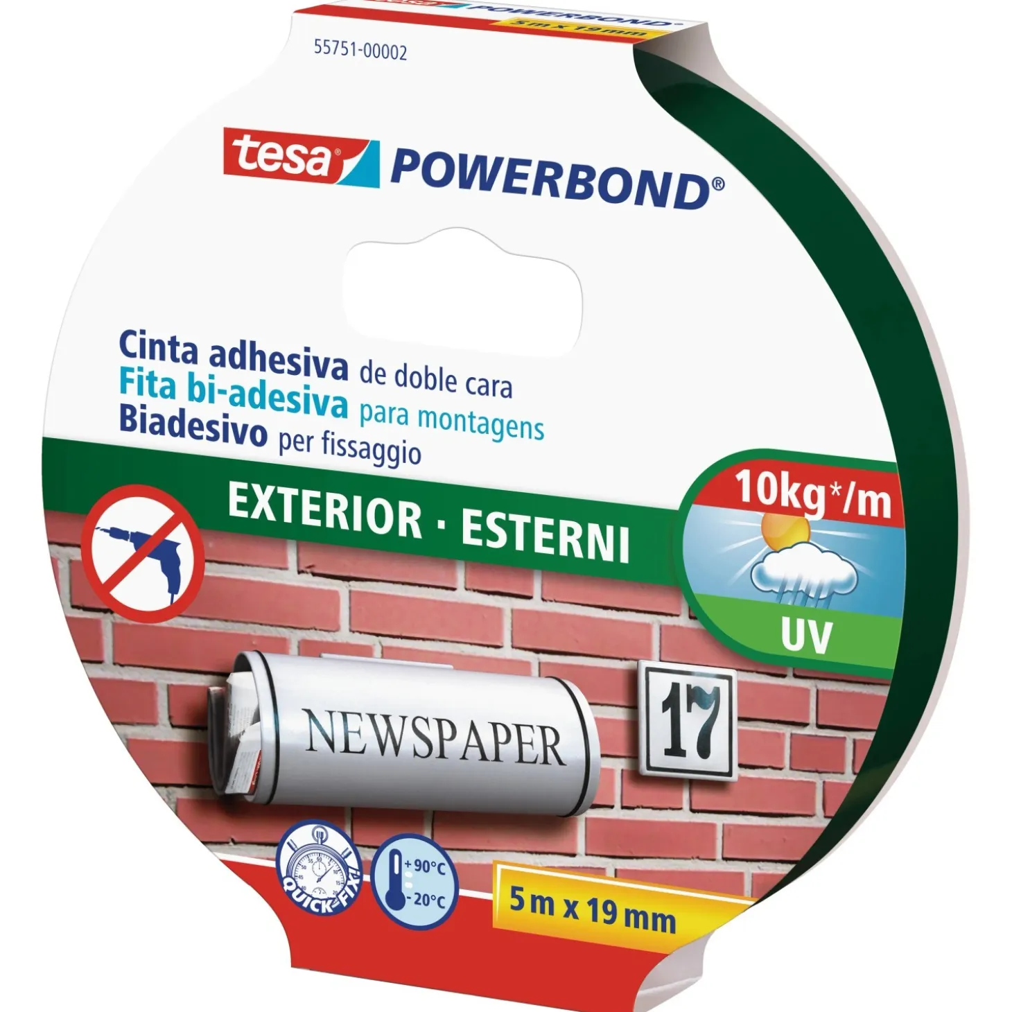 Nastro biadesivo per esterni Tesa 19 mm x 5 m