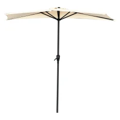 Ombrellone da giardino a palo centrale mezzaluna 268x135 cm Ecrù