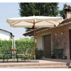 Ombrellone da giardino a palo centrale 1001 300x400 H 293 cm ecrù