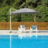 Ombrellone da giardino a palo decentrato 5048 300x300 H 263 cm grigio