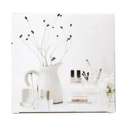 Organizer trucchi trasparente con specchio 14,8x14,8x4,7 cm
