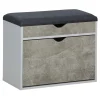 Panca scarpiera doppia profondità 1 anta 1 cassetto truciolare 60x30x50cm grigio