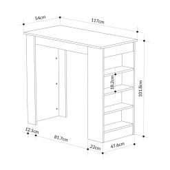 Penisola Swallow con piano e struttura rovere 117x54x102 cm