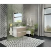 Pensile bagno Cube set rovere fumo con lavabo e specchio