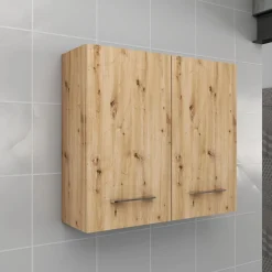 Pensile bagno sospeso con 2 ante 60 cm effetto legn rovere nodato