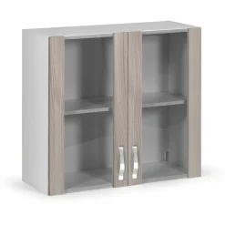 Pensile cucina 2 ante vetro 80 cm olmo