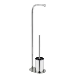 Piantana portarotolo e portascopino bagno Levante inox lucido