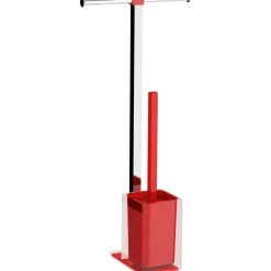 Piantana portarotolo e portascopino bagno Rainbow H 58,8 cm rosso