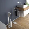 Piantana portarotolo e portascopino bagno Trilly H 63 cm bianco