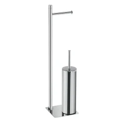 Piantana portarotolo e portascopino bagno Trilly H 63 cm cromato