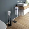 Piantana portarotolo e portascopino bagno Trilly H 63 cm nero opaco