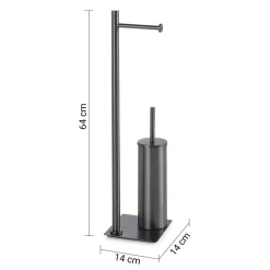 Piantana portarotolo e portascopino Trilly Gun Metal H 63 cm