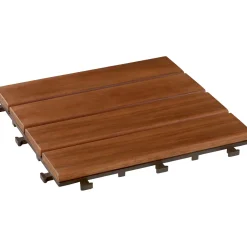 Piastrella da esterno autobloccante in legno a doghe acacia 30x30 cm 6 pz