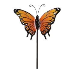 Pick in metallo Farfalla H 70 cm arancione