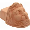 Piedino sottovaso in terracotta testa di leone 9x14x10 cm