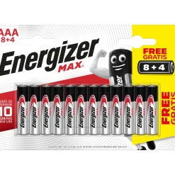 Pila alcalina Energizer MAX ALK AAA 8 pz + 4 omaggio