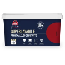 Pittura per interni antimuffa Boero Superlavabile rubino 2,5 l