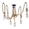 Plafoniera Rope Corda 5 luci 250x20x20 cm marrone