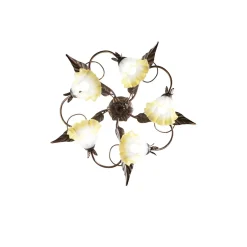 Plafoniera Tristano 5 luci 68x20 cm marrone