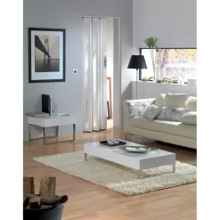 Porta a soffietto Larya in PVC 84x215 cm vetrata bianco brillante