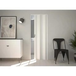 Porta a soffietto Maya in PVC stampa 3D 83,5x214 cm bianco orizzontale