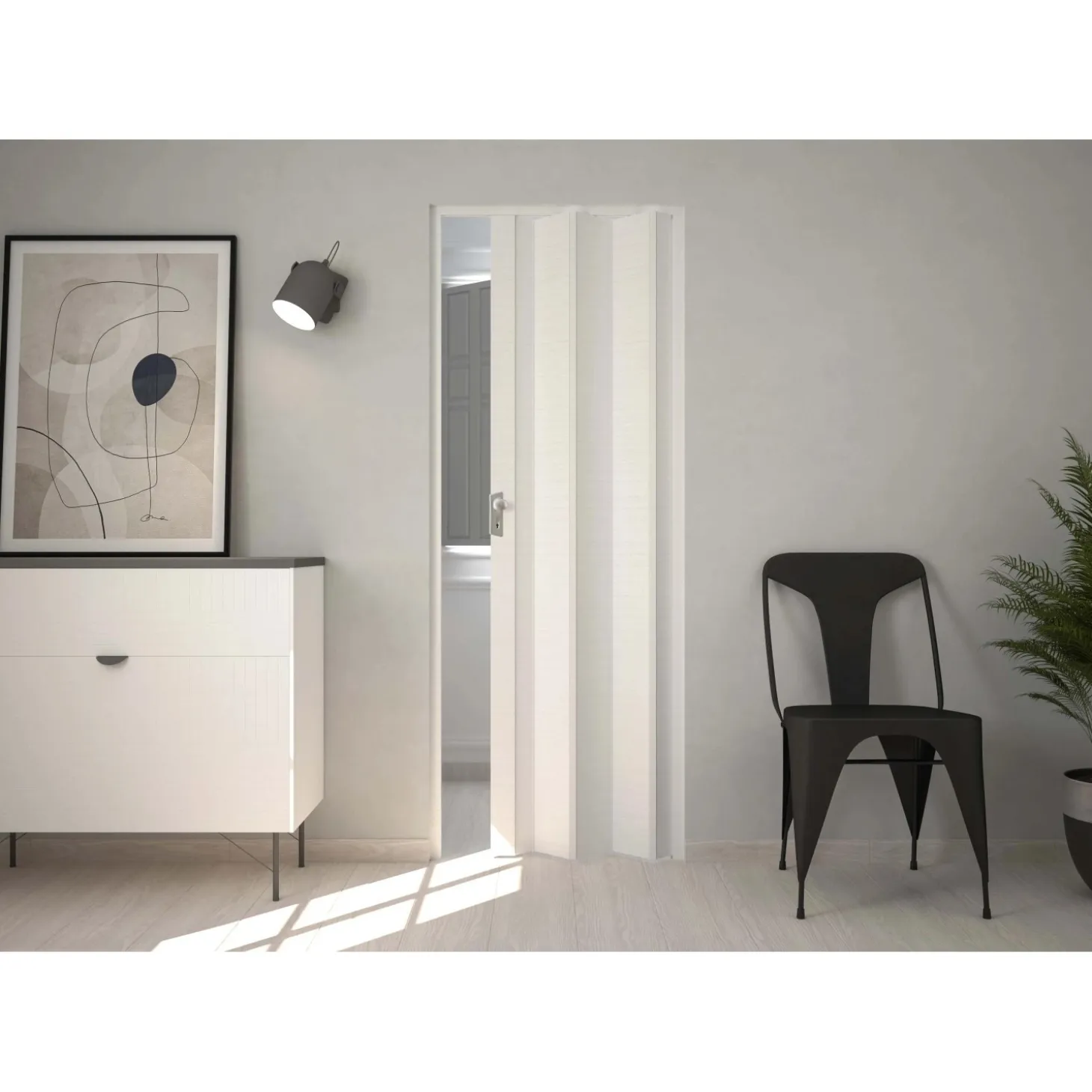 Porta a soffietto Maya in PVC stampa 3D 83,5x214 cm bianco orizzontale