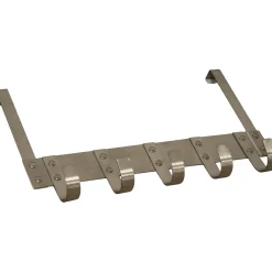 Portabito da porta 5 posti in ferro nickel satinato h. 180 x 300 mm