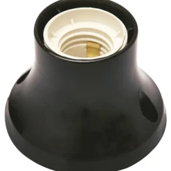 Portalampada E27 da parete con base dritta nero