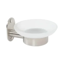 Portasapone bagno Blizz in acciaio inox spazzolato e vetro