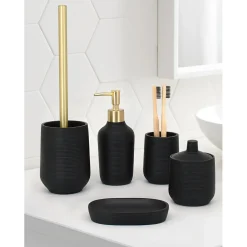 Portasapone bagno Ebony in poliresina nero
