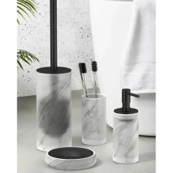 Portasapone bagno Marmor in vetro satinato effetto marmo